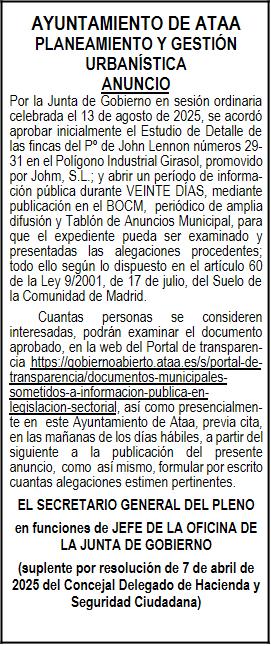 Ejemplo escaneado de un edicto de anuncio oficial en boletín